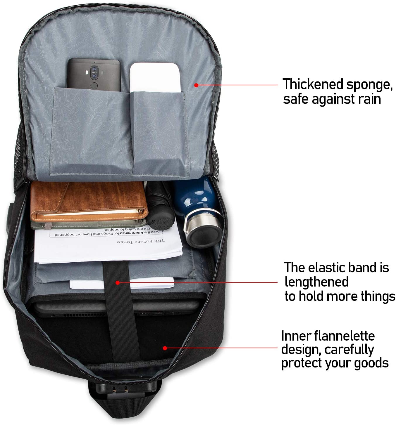 Themoteck Skateboard Backpack inside features