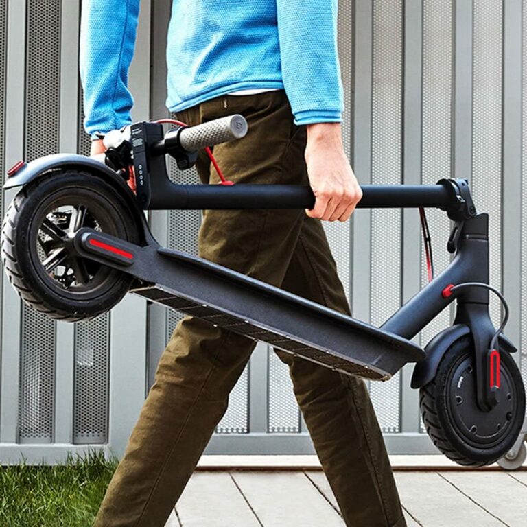 person carrying Xiaomi Mi Electric Scooter