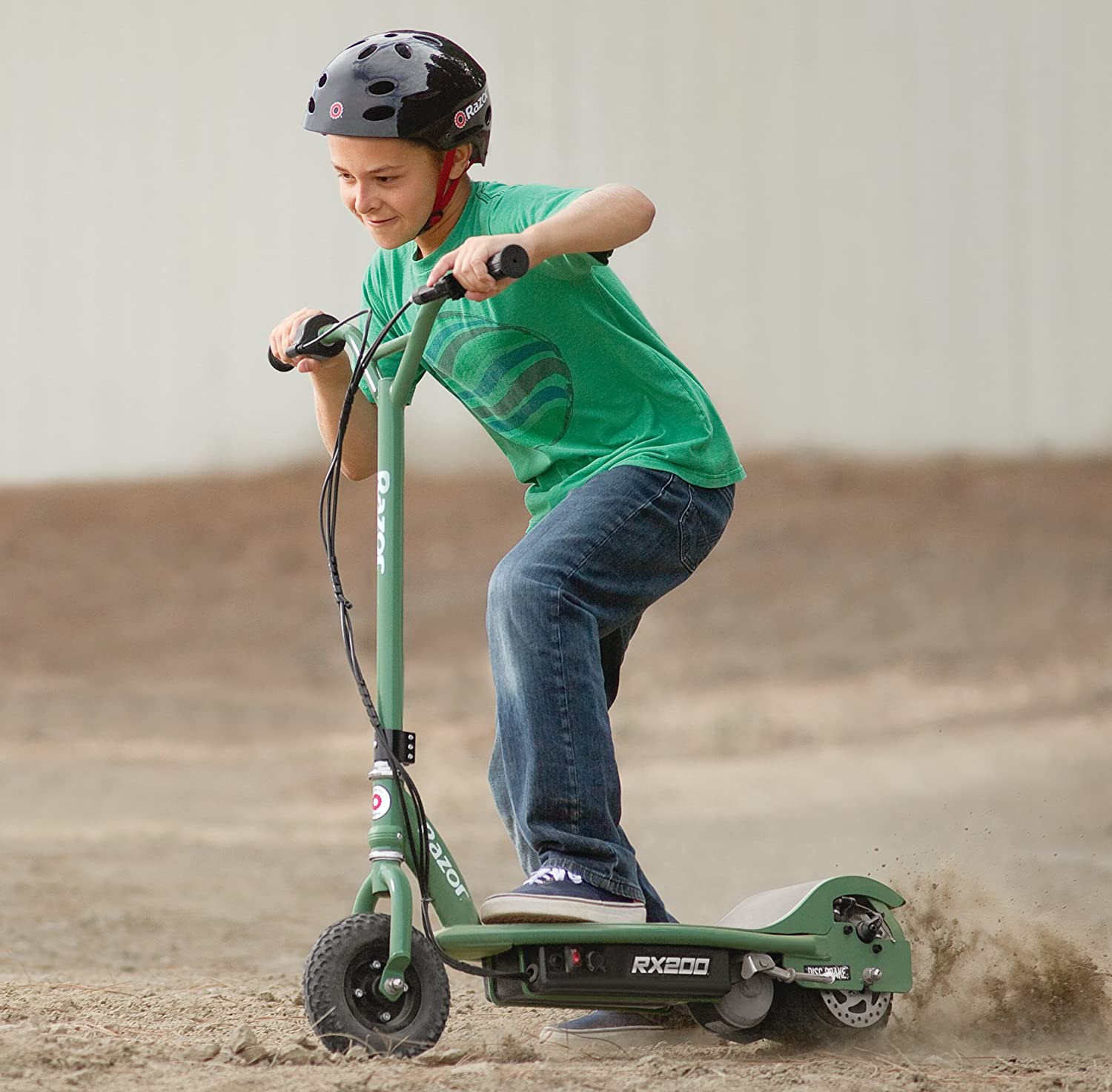 boy riding a Razor RX200 Electric Off-Road Scooter