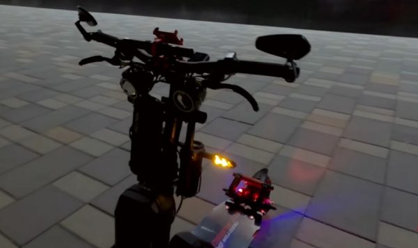 riding electric scooter at night