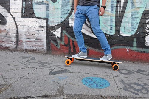riding skateboard on street